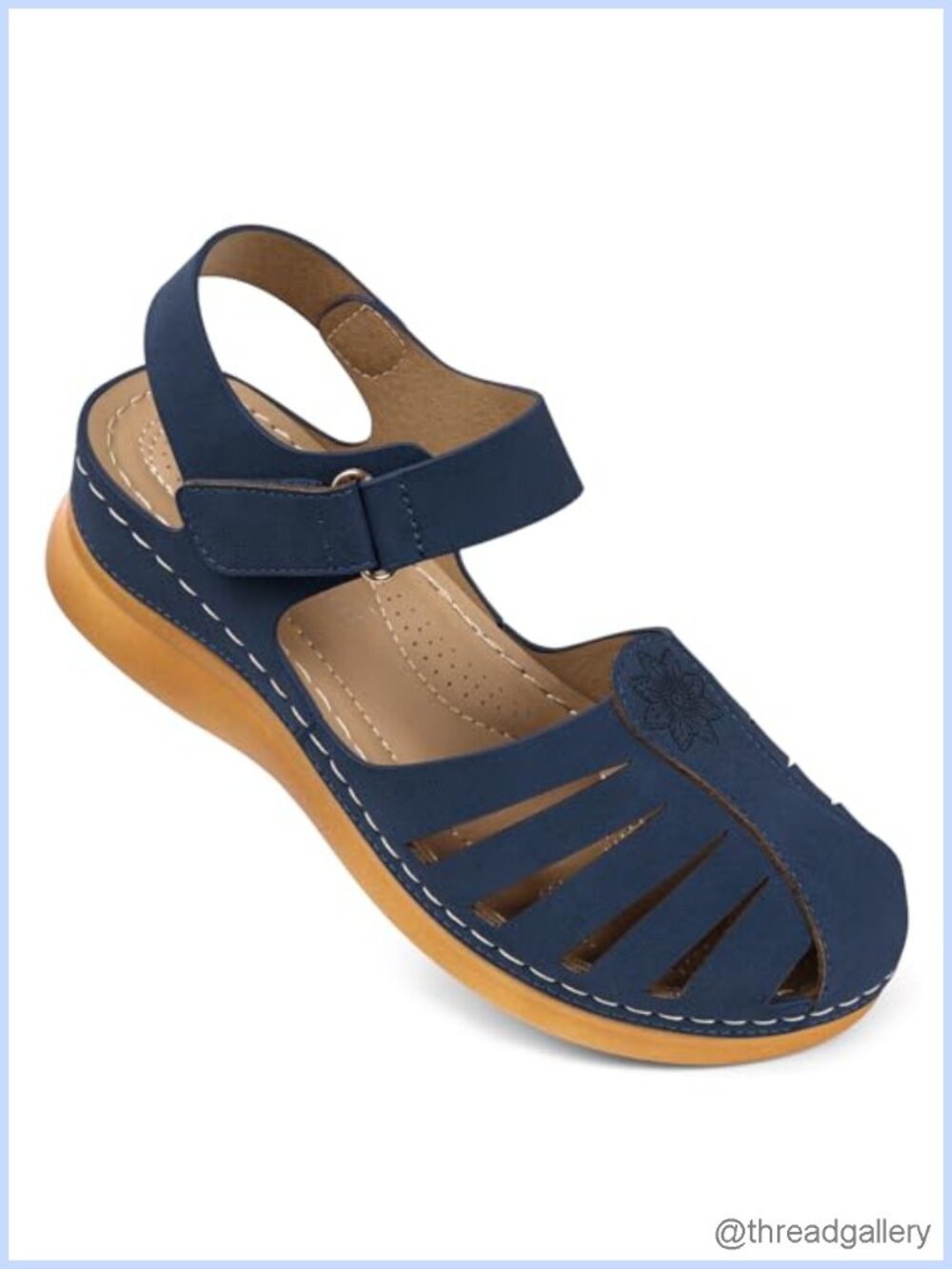 Women's Closed Toe Flat Sandals with Arch Support Comfortable Walking Shoes